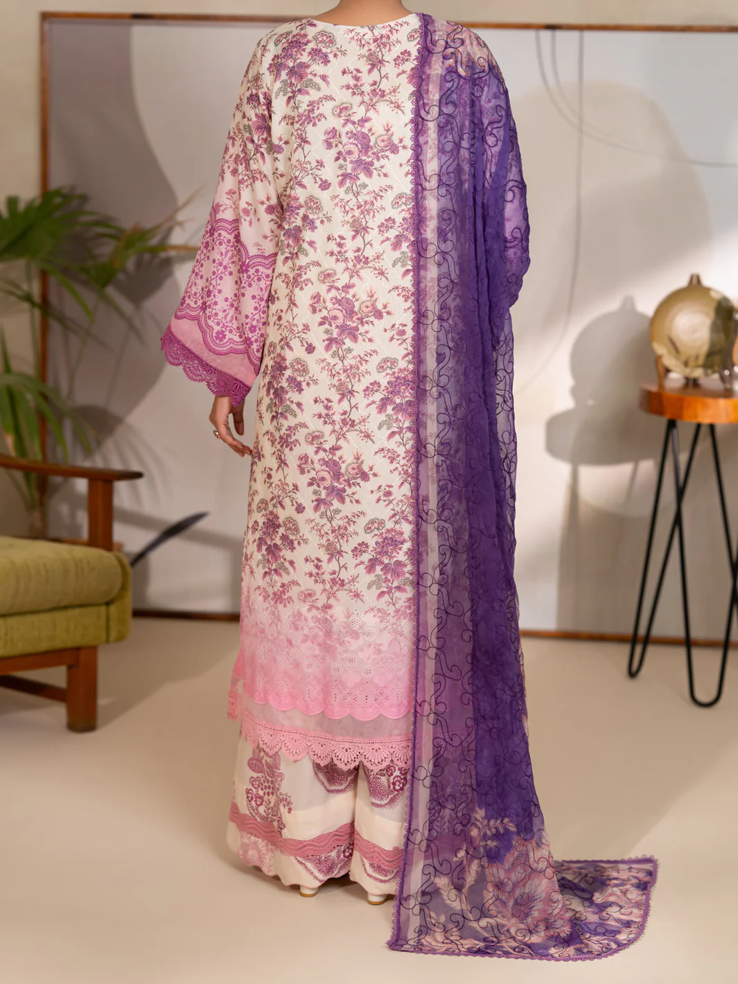 Purple Silk Lawn Unstitched 3PC - ALP-3PS-2413 - Image 3