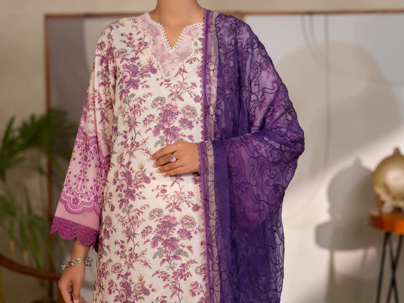 Purple Silk Lawn Unstitched 3PC - ALP-3PS-2413 - Image 5