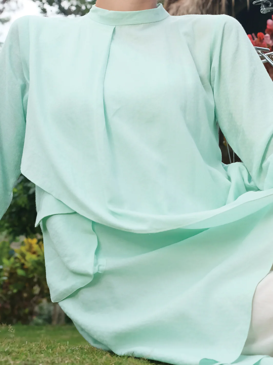 Sea Green Jacquard Tunic - LK-665 - Image 3