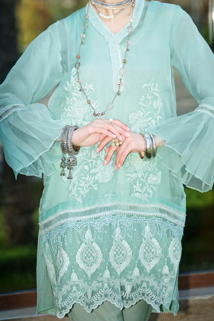 Sea Green Organza 2 Piece Stitched - LKS-652 - Image 2