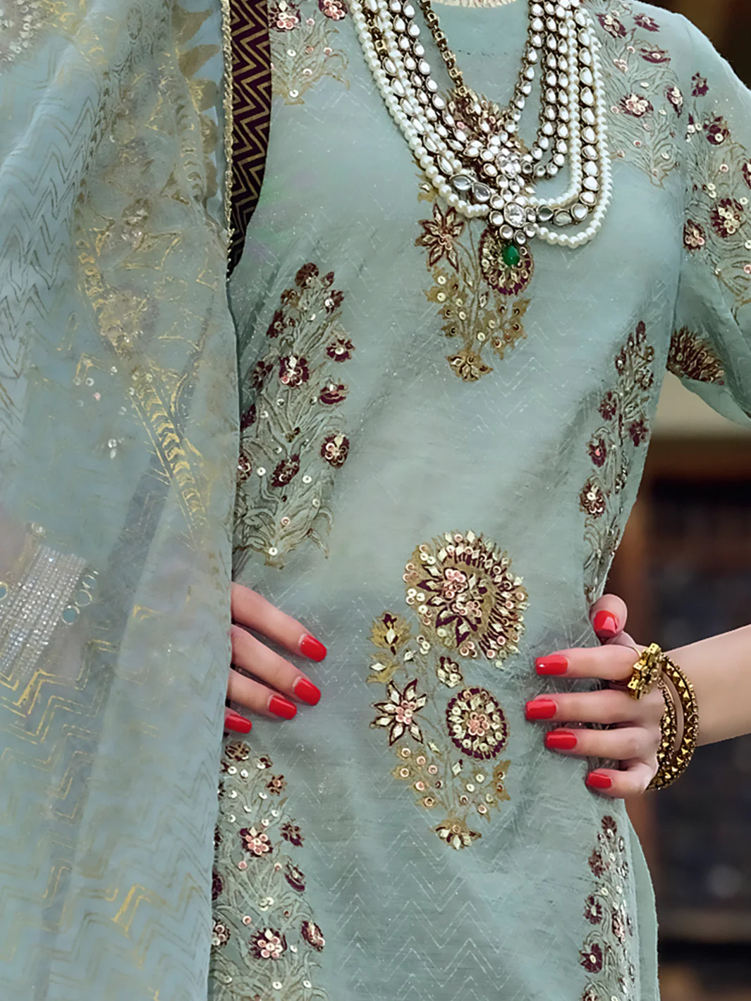Sea Green Viscose 3 Piece Formal Suit - LS-240 - Image 2