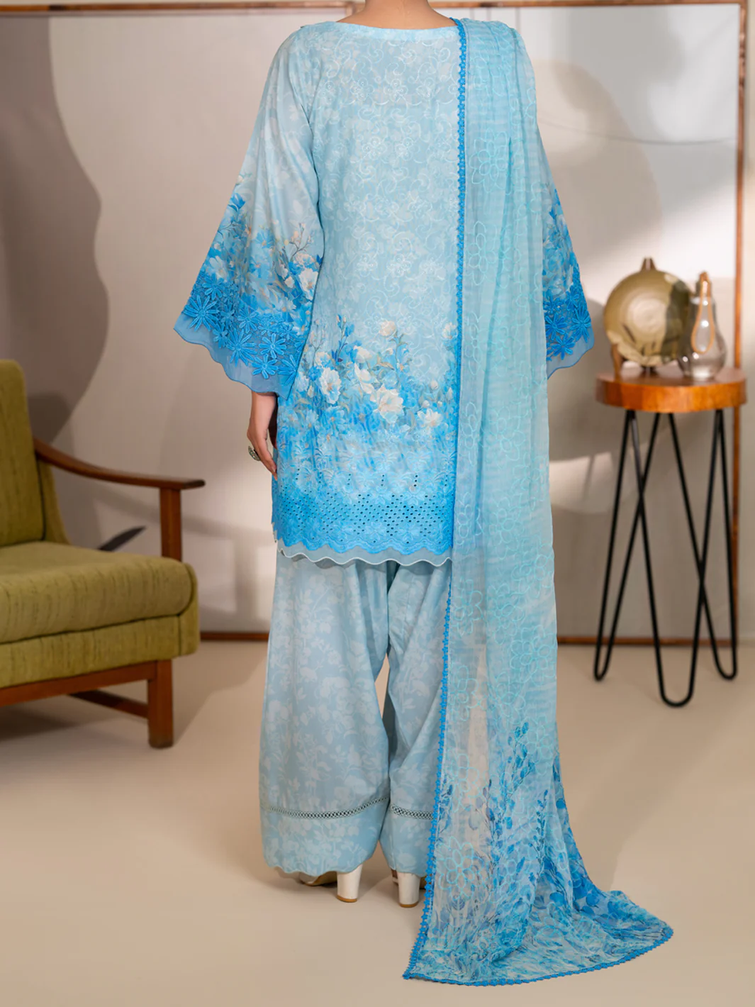 Sky Blue Poly Lawn Stitched 3Pc - ALP-3PS-2415 - Image 3