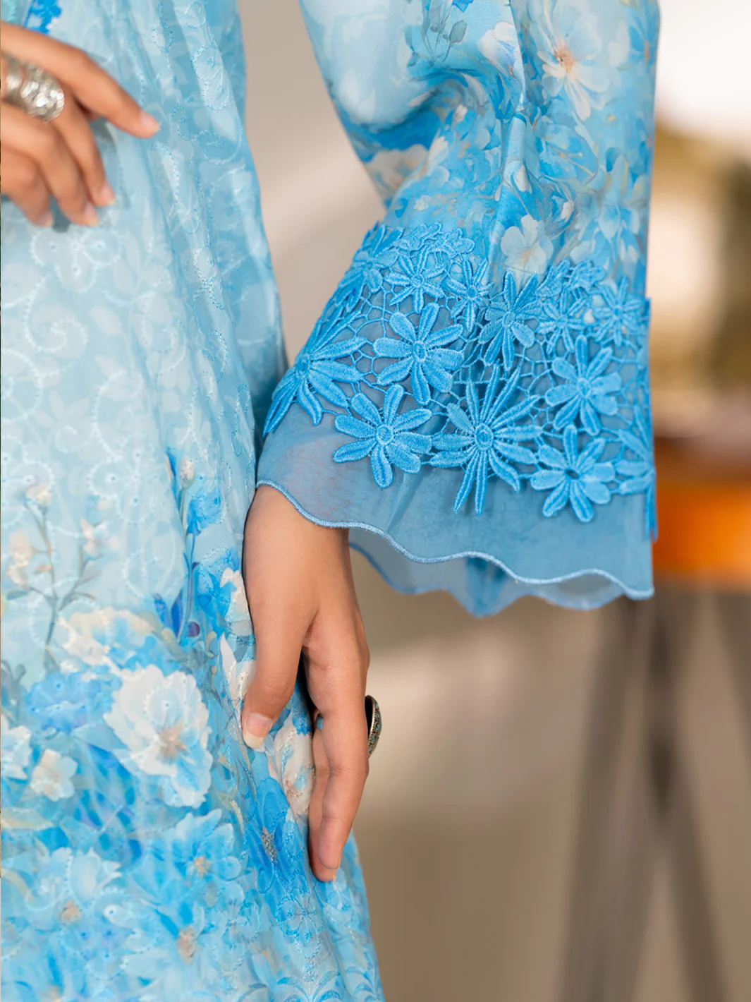 Sky Blue Poly Lawn Stitched 3Pc - ALP-3PS-2415 - Image 4