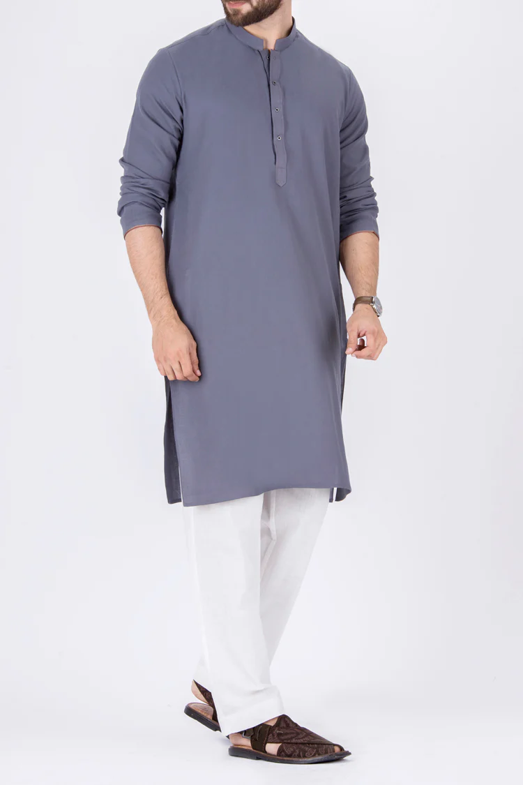 Teal Blue Blended Kurta - AL-K-687