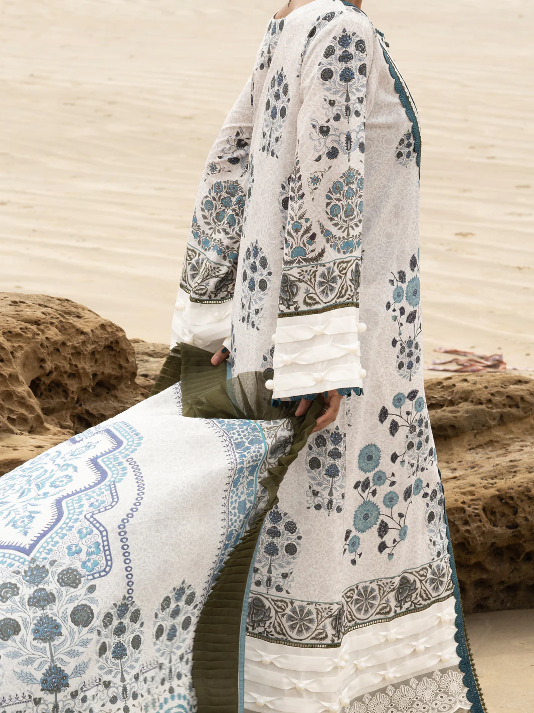 Teal Lawn 2 Piece Unstitched - ALP-2PS-SLKD-UN-2257 - Image 3