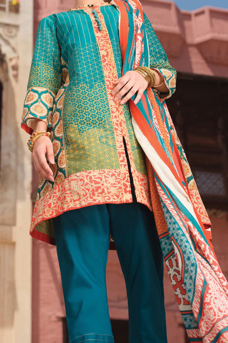 Teal Lawn 3 Piece Stitched - ALP-723