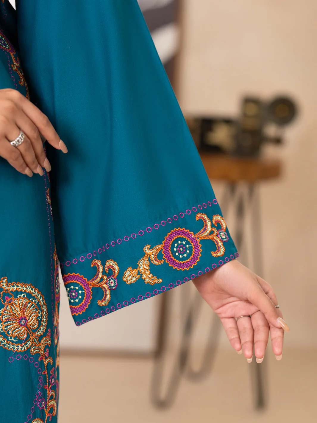 Turquoise Lawn Dyed Kurti - AL-LK-1175 - Image 5