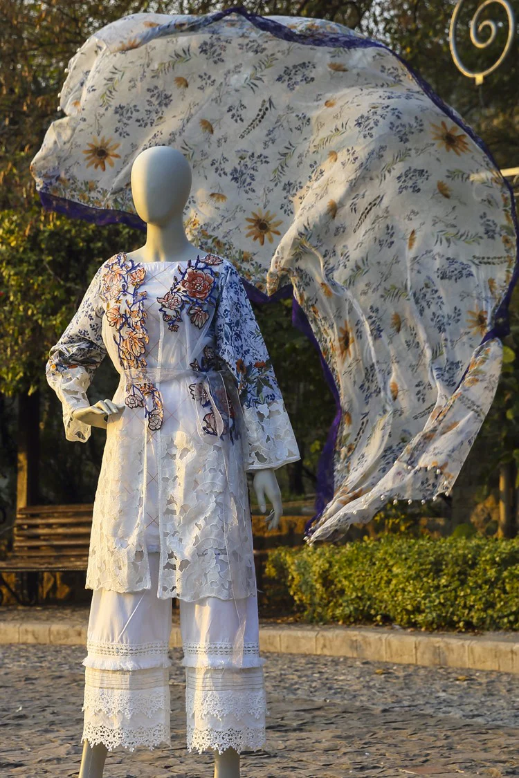White 3 Piece Unstitched - ALP-340 Default