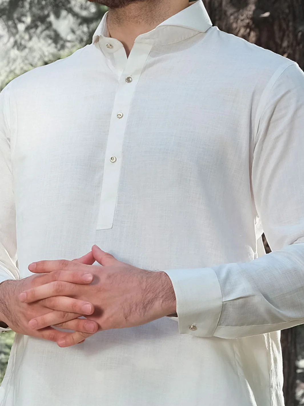White Blended Kameez Shalwar - ALWA-KS-166 - Image 3