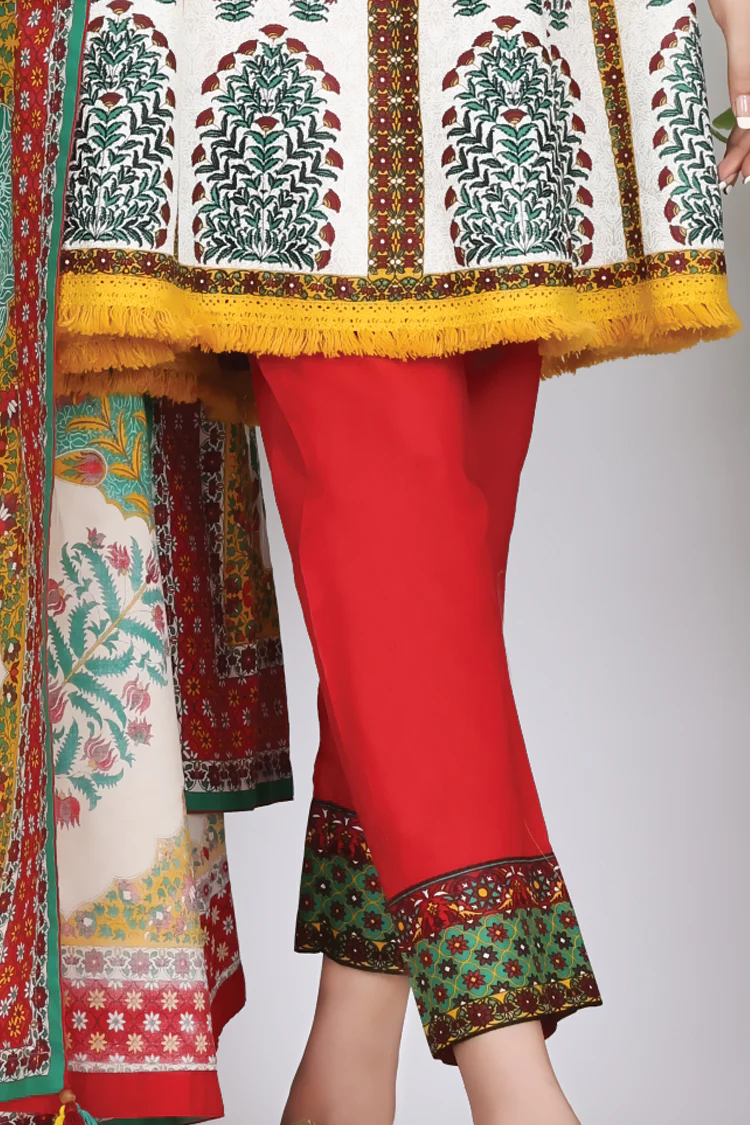 White Cambric 3 Piece Stitched - ALP-755 - Image 3