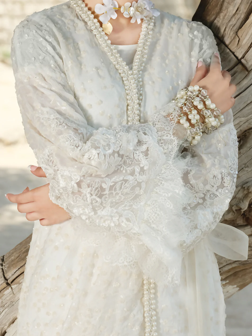 White Chiffon 2 Piece Formal Suit - LS-259 - Image 2