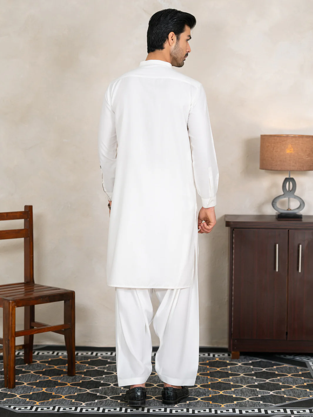 White Kameez Shalwar - AL-KS-3333 - Image 3