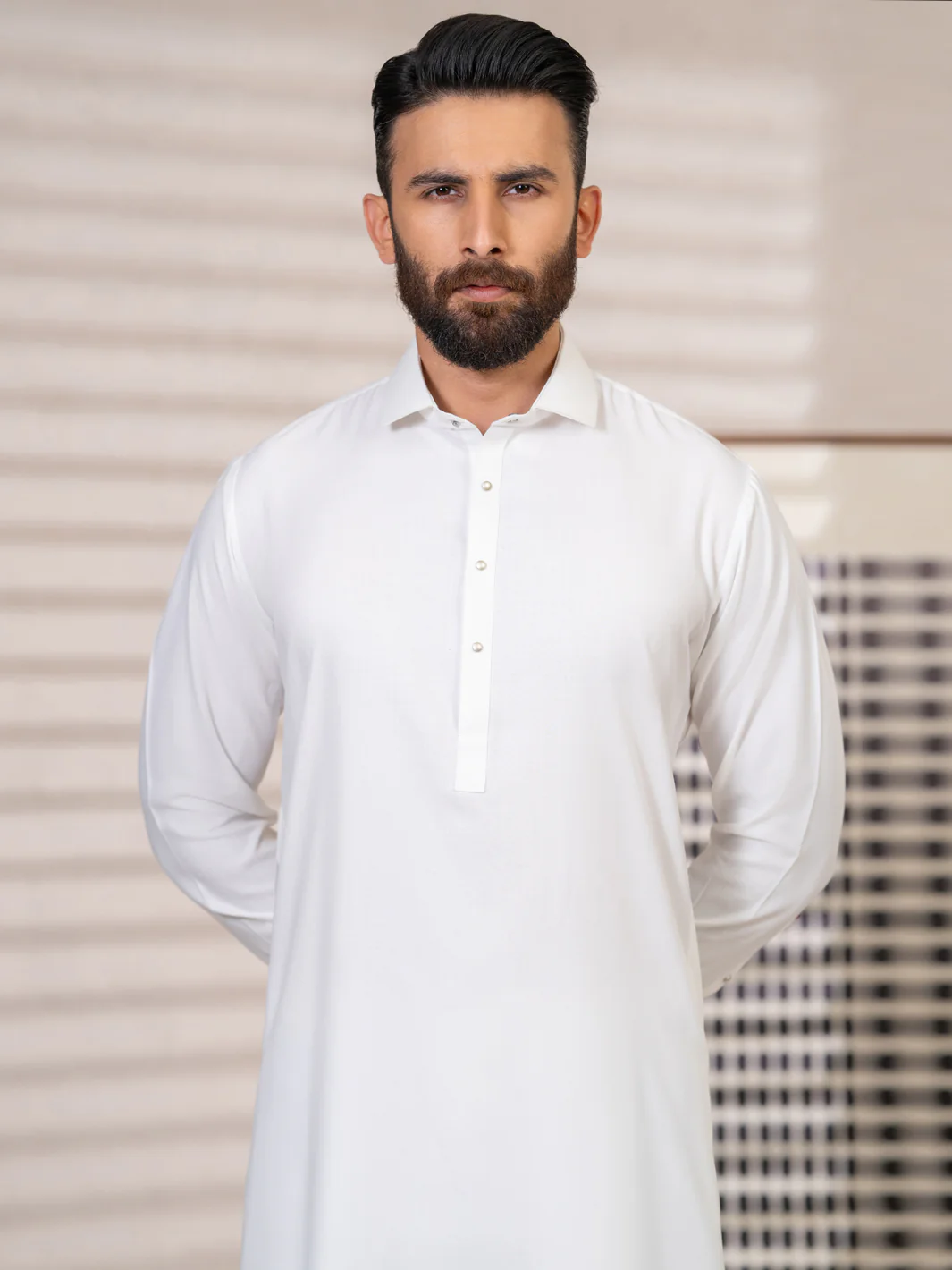 White Kameez Shalwar - ALWA-KS-695 - Image 2