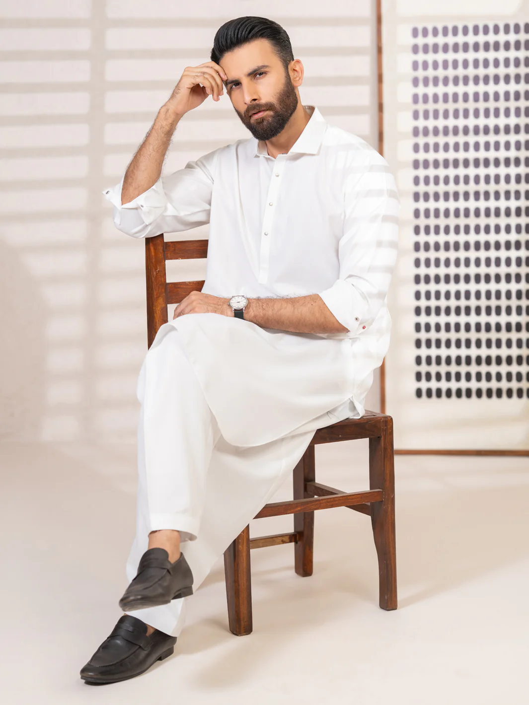 White Kameez Shalwar - ALWA-KS-695 - Image 6