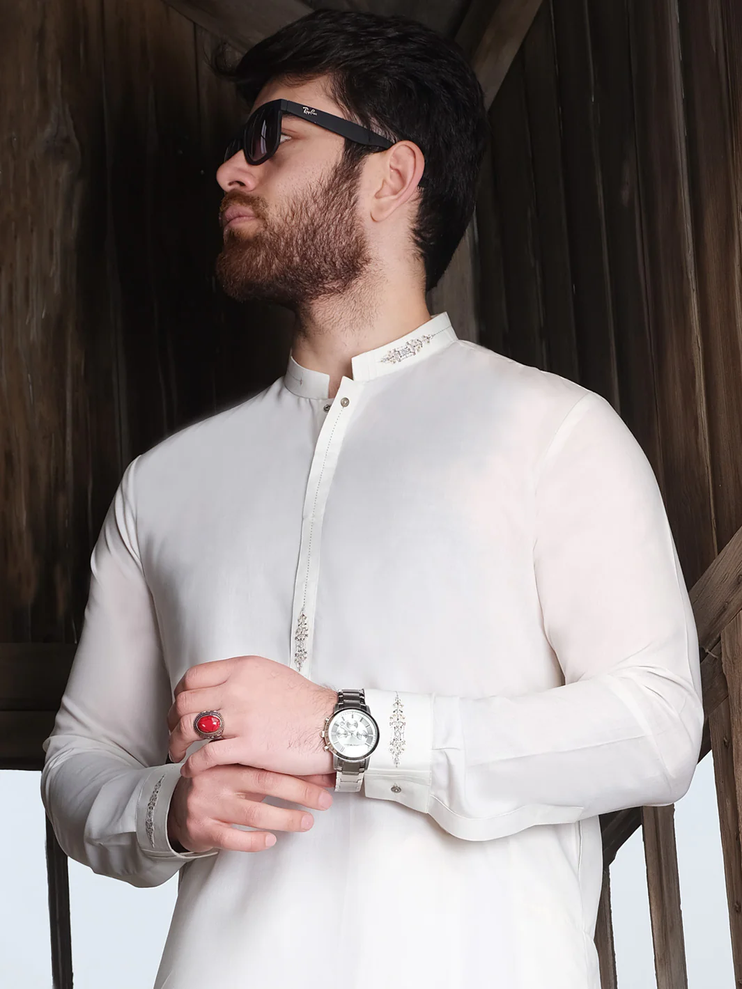 White Kurta Shalwar - AL-KS-2461 - Image 2