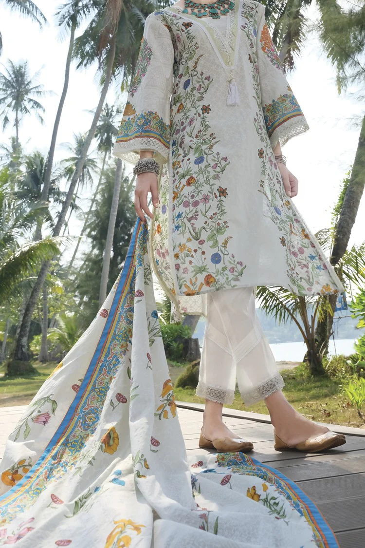 White Lawn 3 Piece Stitched - ALP-622