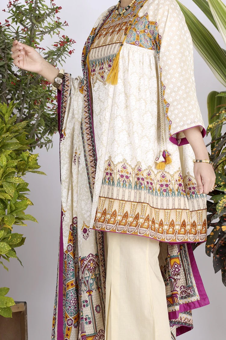 White Lawn 3 Piece Stitched - ALP-704 - Image 3