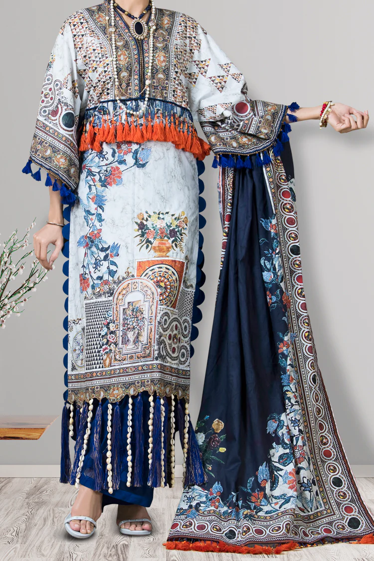 White Marble Cambric 2 Piece Unstitched - AWP-200