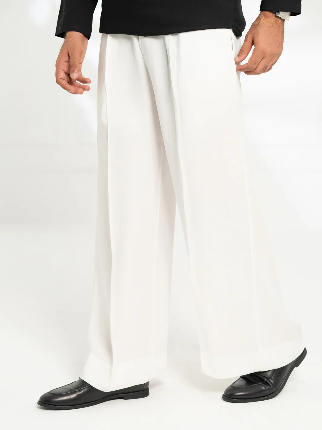 White Cotton Farshi Shalwar - AL-MS-FS-002W