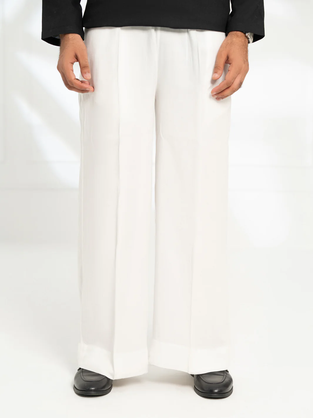 White Cotton Farshi Shalwar - AL-MS-FS-002W - Image 2