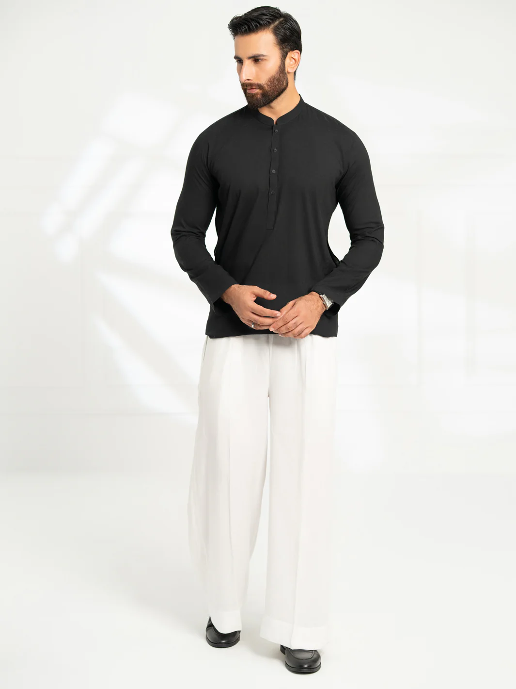 White Cotton Farshi Shalwar - AL-MS-FS-002W - Image 3