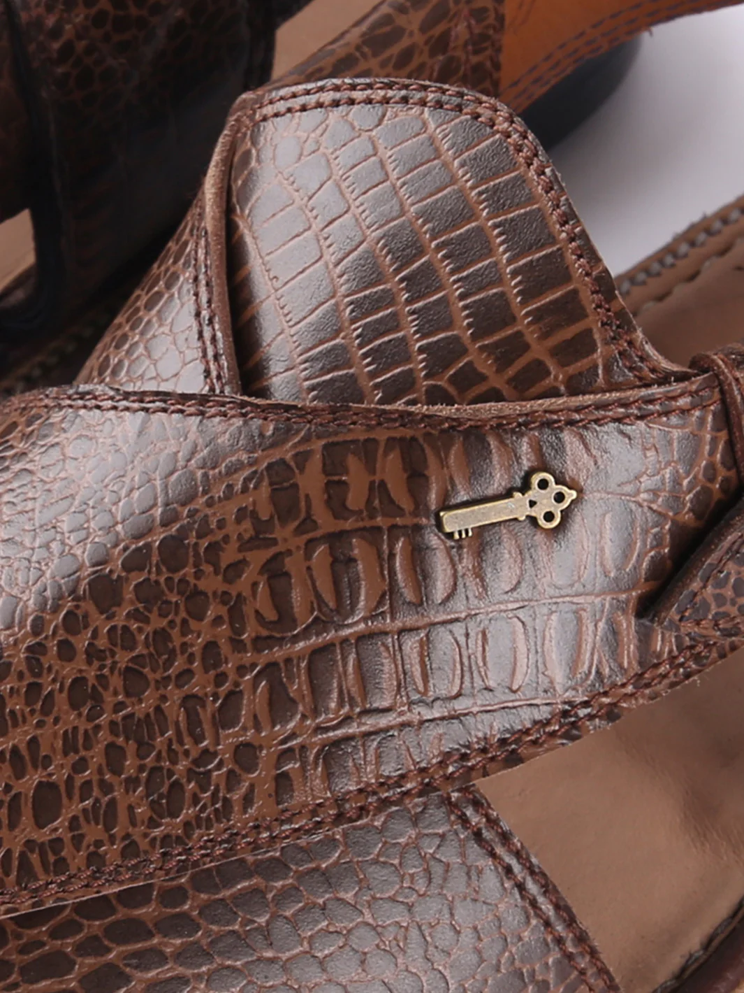 Wood Brown Leather Peshawari Chappal - MFW-HC-028 - Image 2