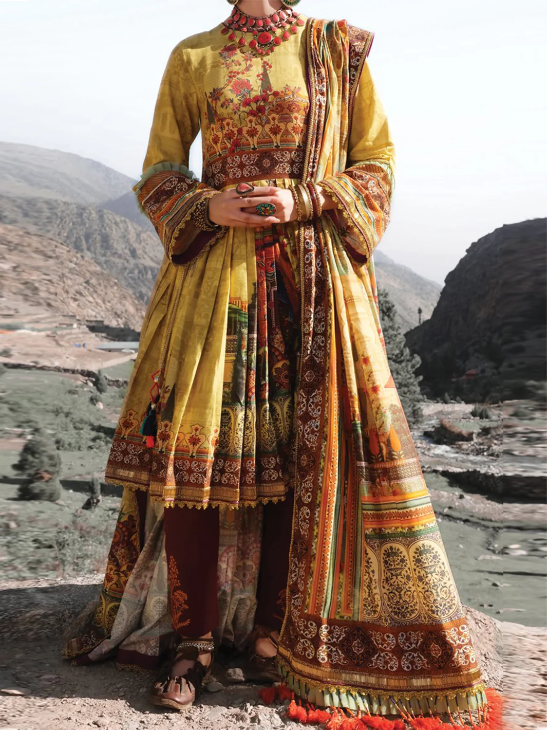 Yellow Cambric 2 Piece Unstitched - AWP-236