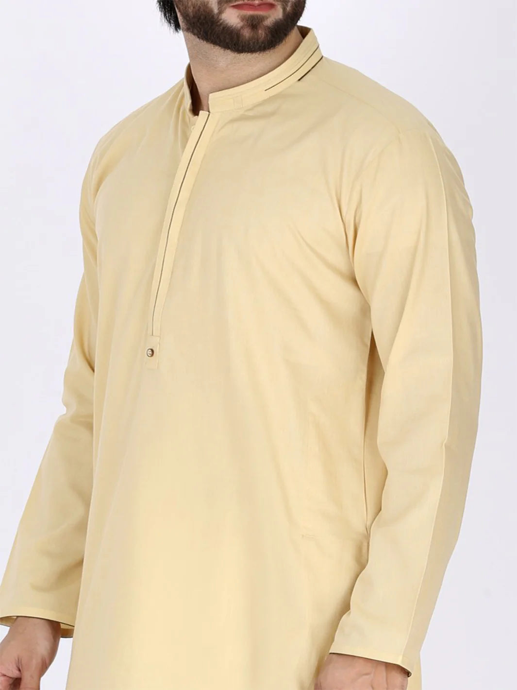 Yellow Cotton Kurta - AL-K-775 - Image 3