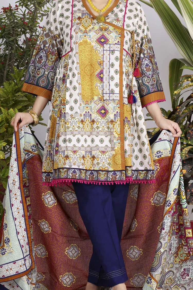 Yellow Lawn 3 Piece Stitched - ALP-711 - Image 2