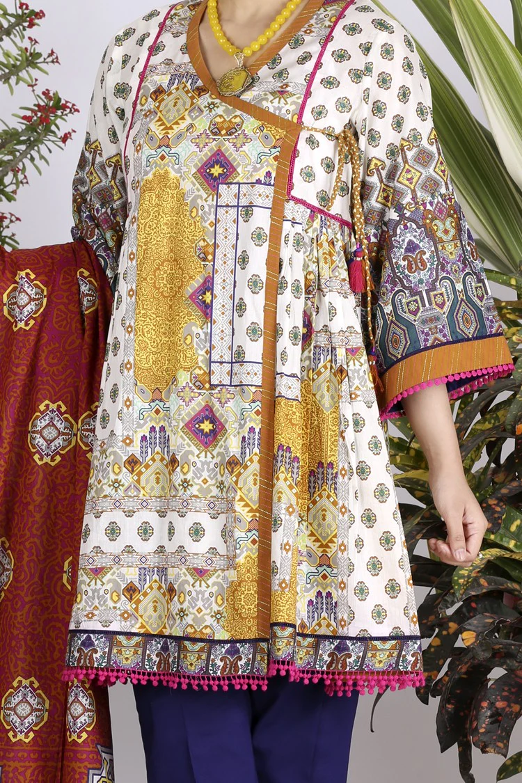 Yellow Lawn 3 Piece Stitched - ALP-711 - Image 3