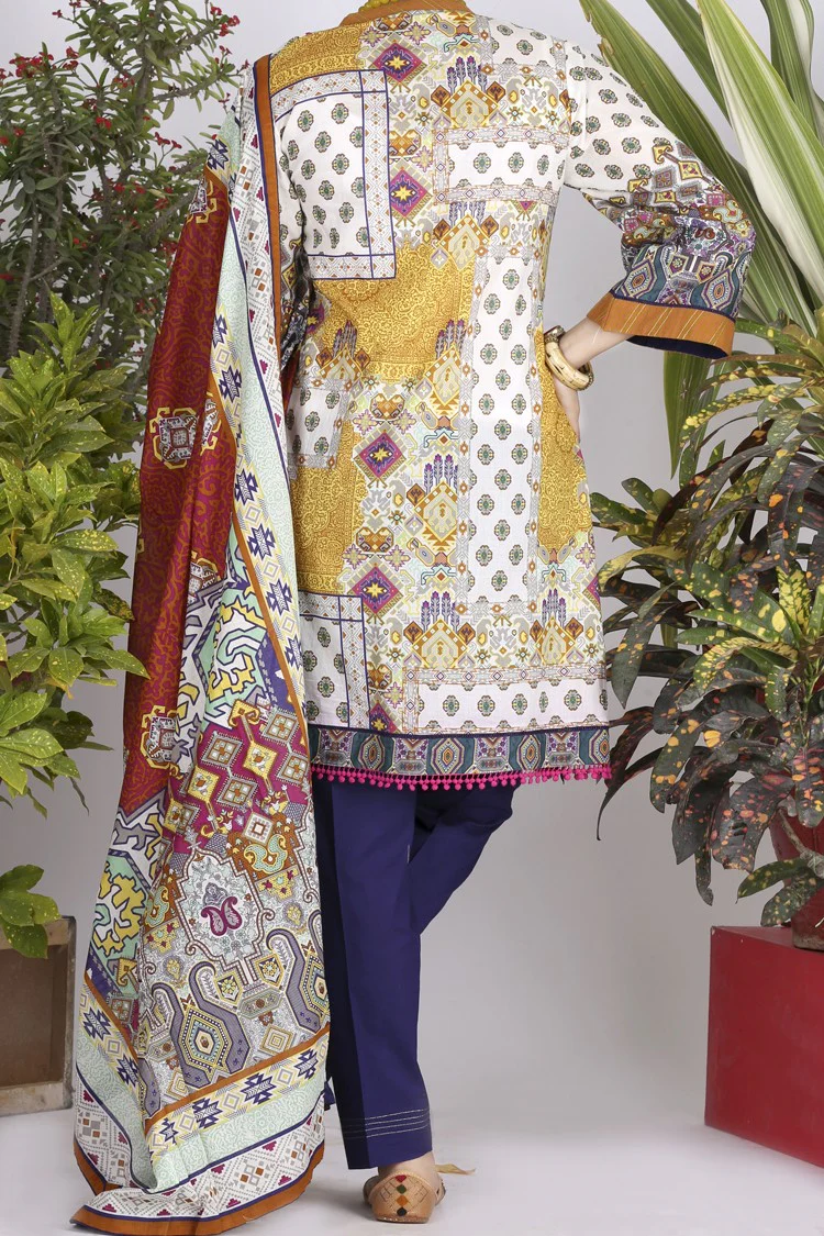 Yellow Lawn 3 Piece Stitched - ALP-711 - Image 4